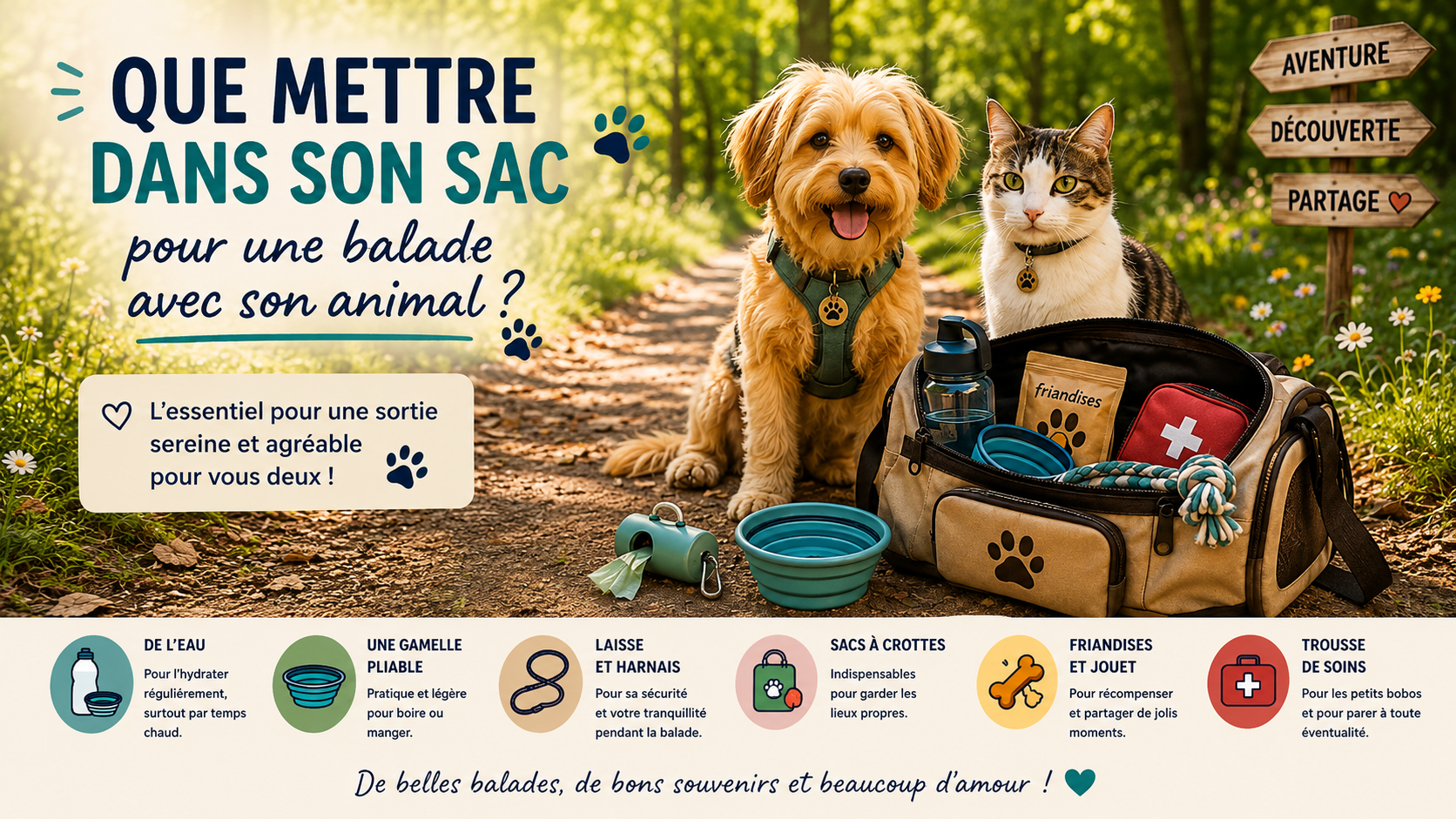 Que mettre dans son sac pour une balade avec son animal ?