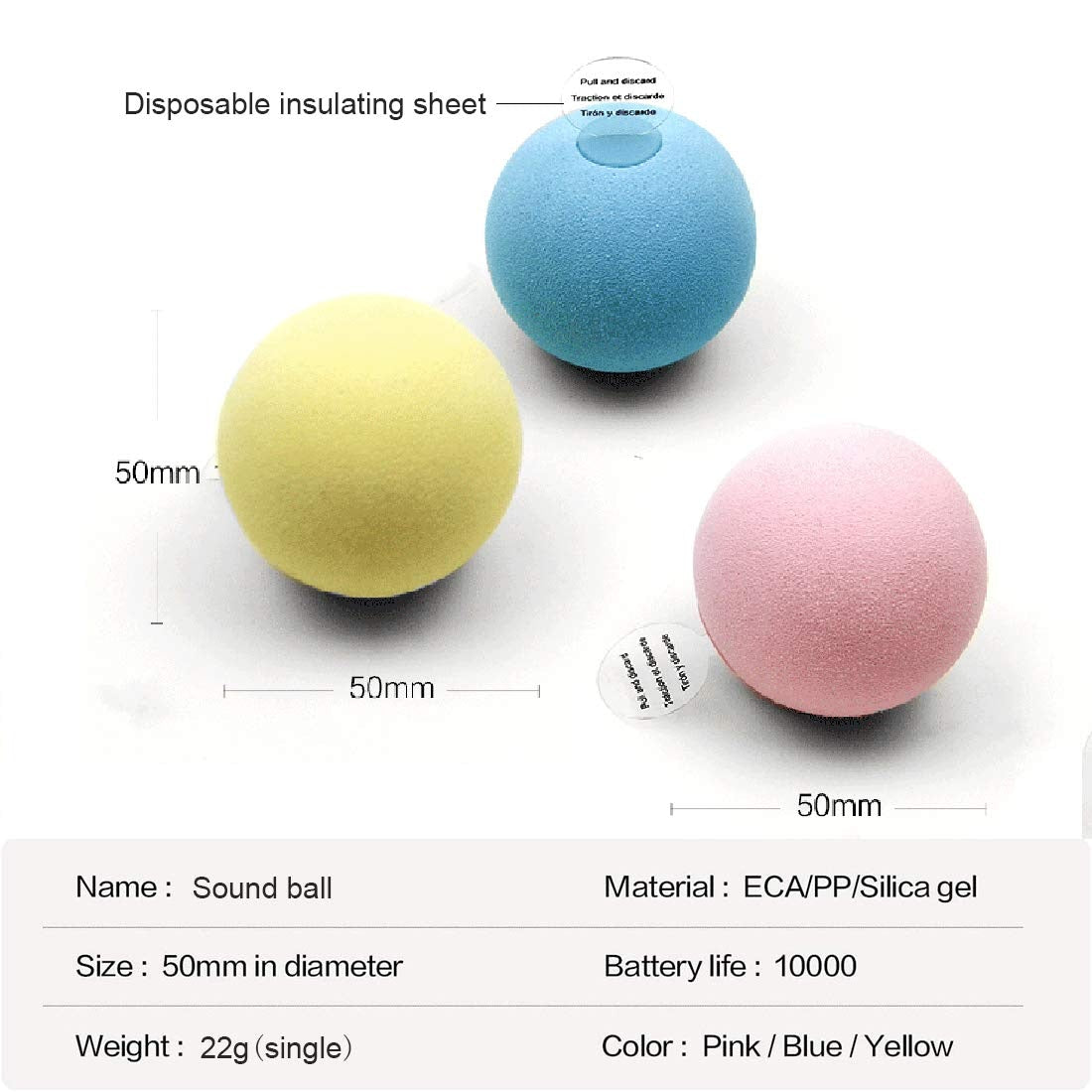 Balle interactive sonore pour chat – Jouet à l’herbe à chat, 50 mm