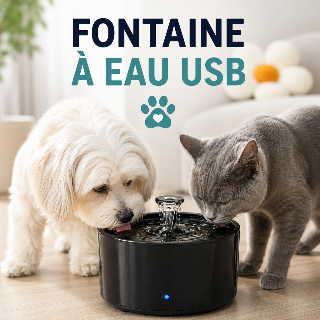 USB-Wasserbrunnen 2,2L für Katzen und Hunde - Schwarz