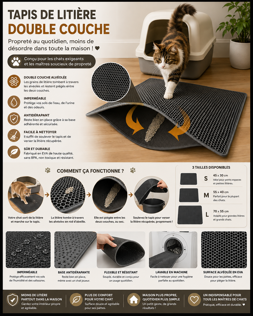 Double Layer Waterproof Cat Litter Mat