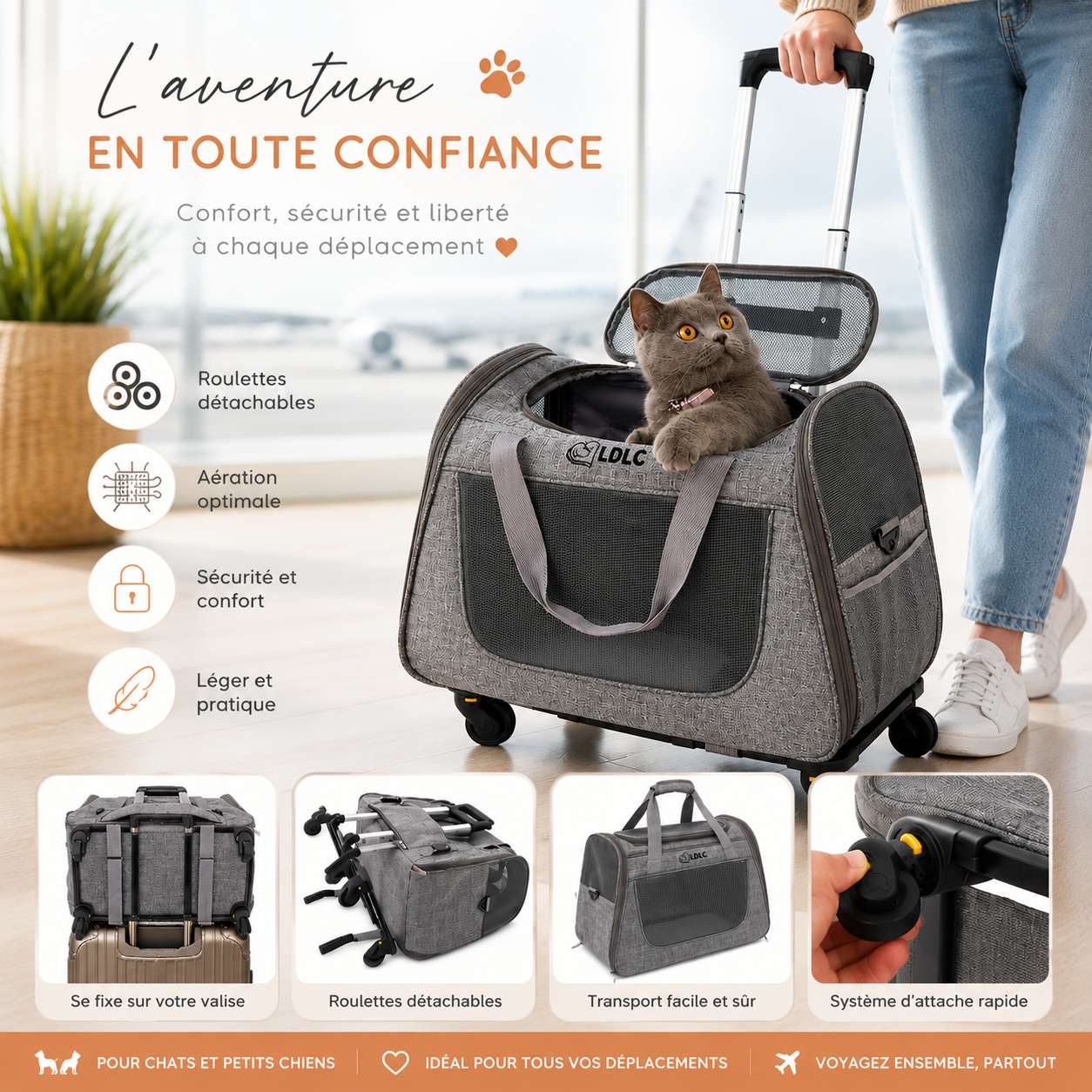 Detachable Rolling Pet Carrier