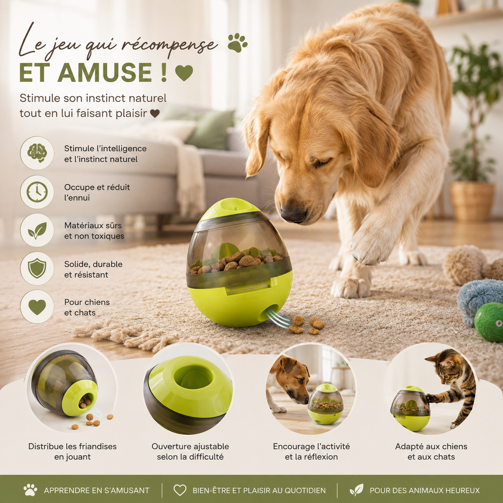 Treat-dispensing toy for dogs and cats