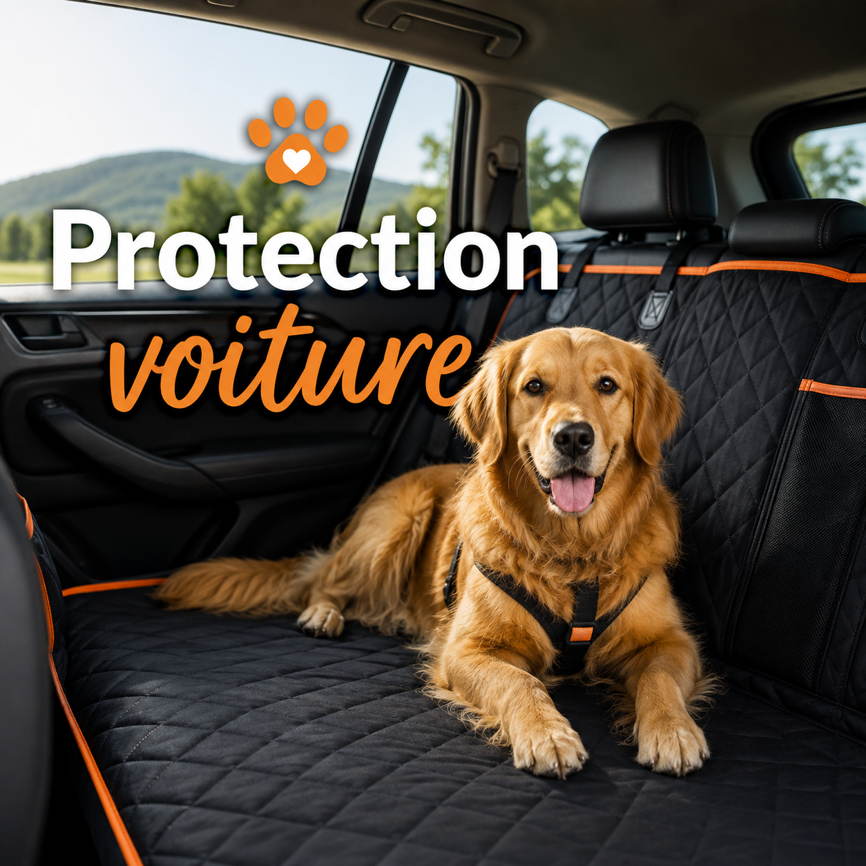 Housse de siège auto impérméable anti-griffures pour chien – Antidérapante, lavable, universelle