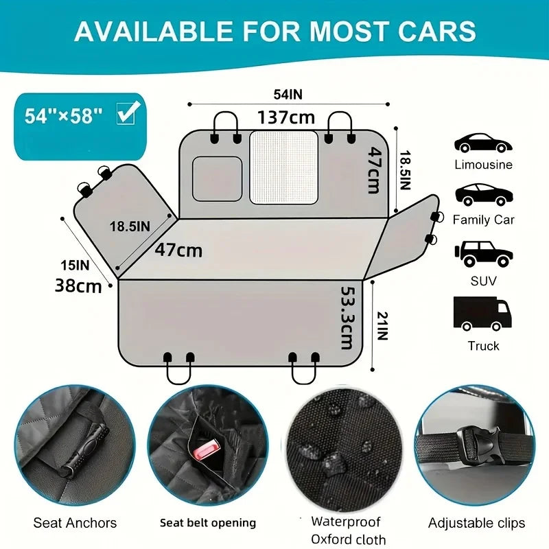 Waterproof Dog Car Seat Cover Scratch-Resistant Protector Black-4