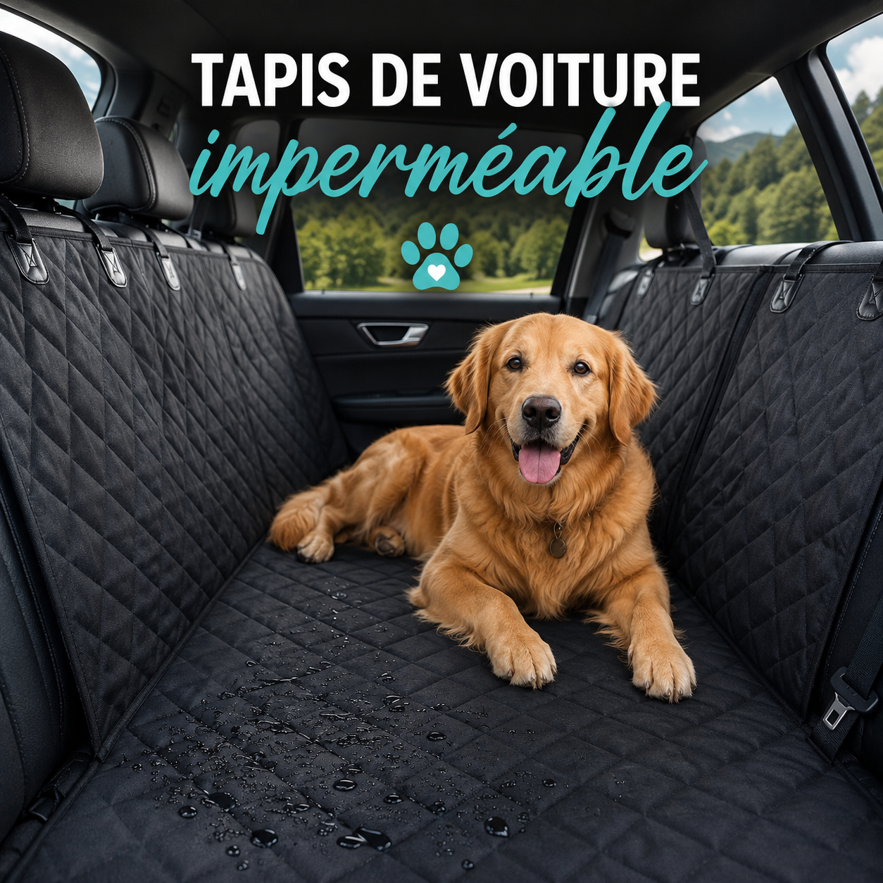 Tapis de voiture impérméable pour chien – Oxford antidérapant, lavable en machine, universel banquette arrière