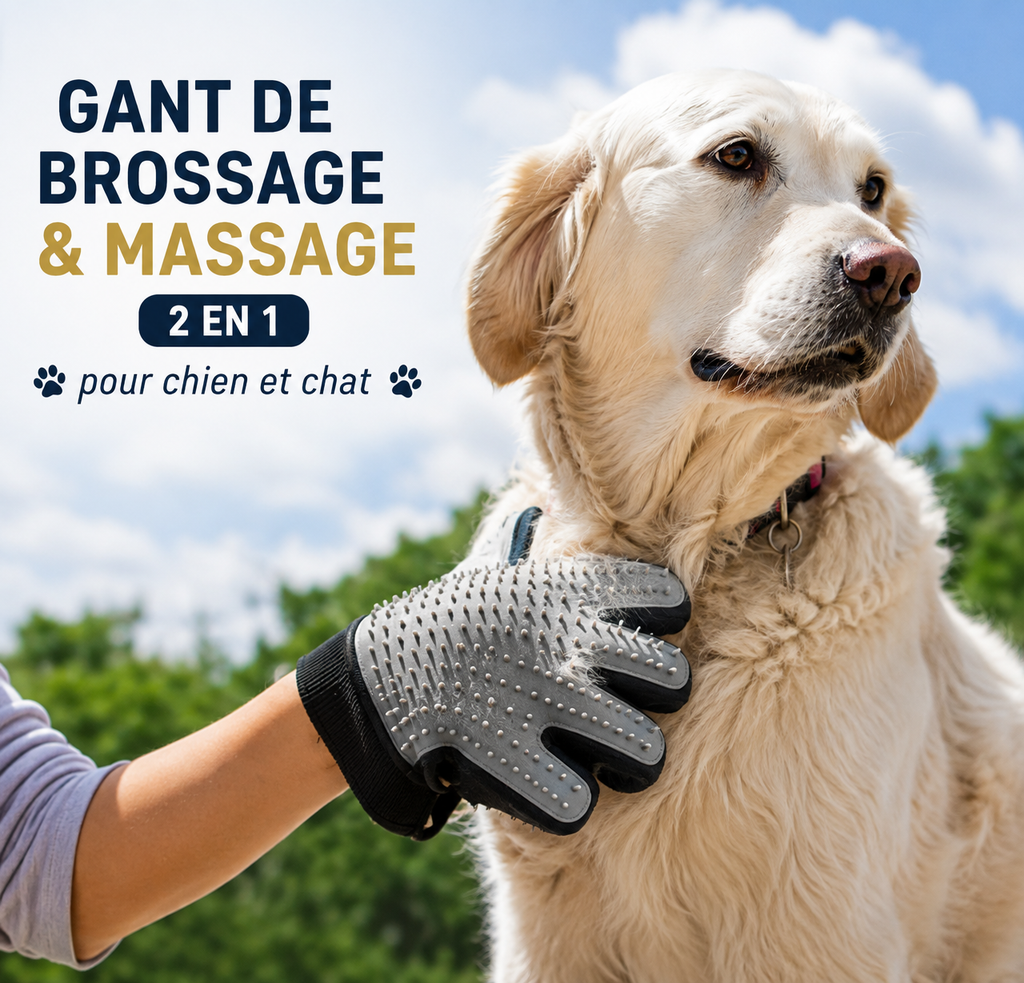 Gant de Brossage & Massage 2-en-1 pour Chien et Chat
