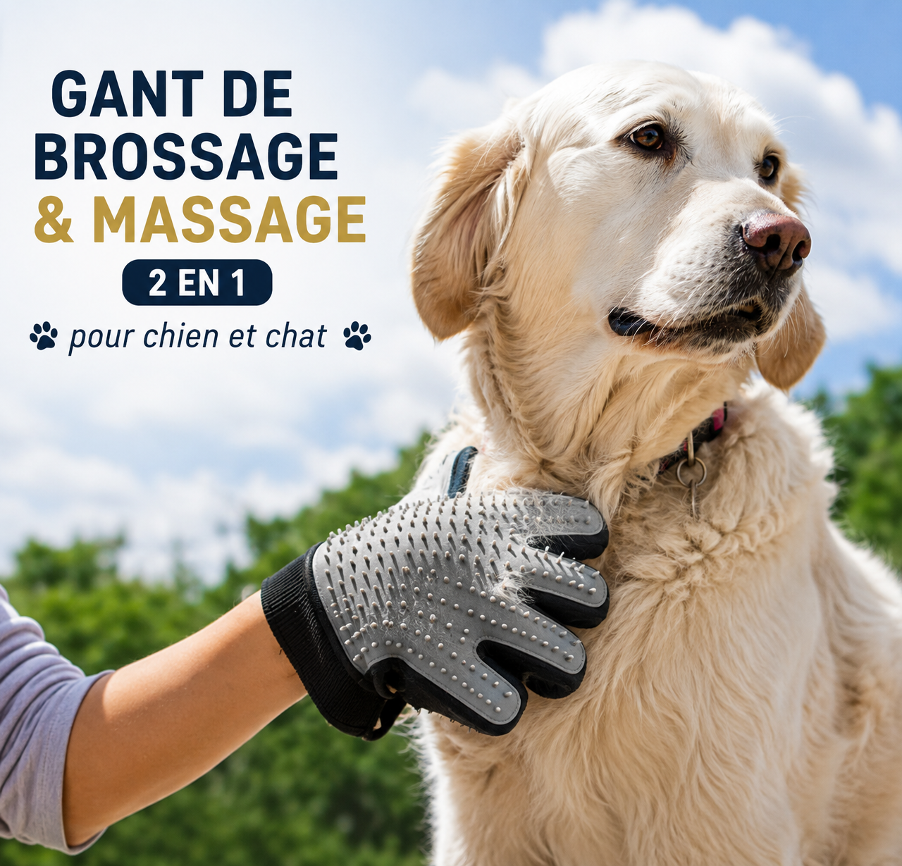 Gant de Brossage & Massage 2-en-1 pour Chien et Chat
