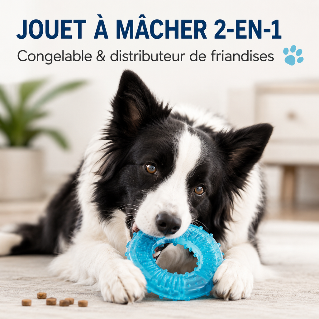 Jouet à mâcher 2-en-1 pour chien – Congelable & distributeur de friandises