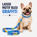 Laisse pour Chien – Motif Bleu Graffiti | Mousquetons Polonais