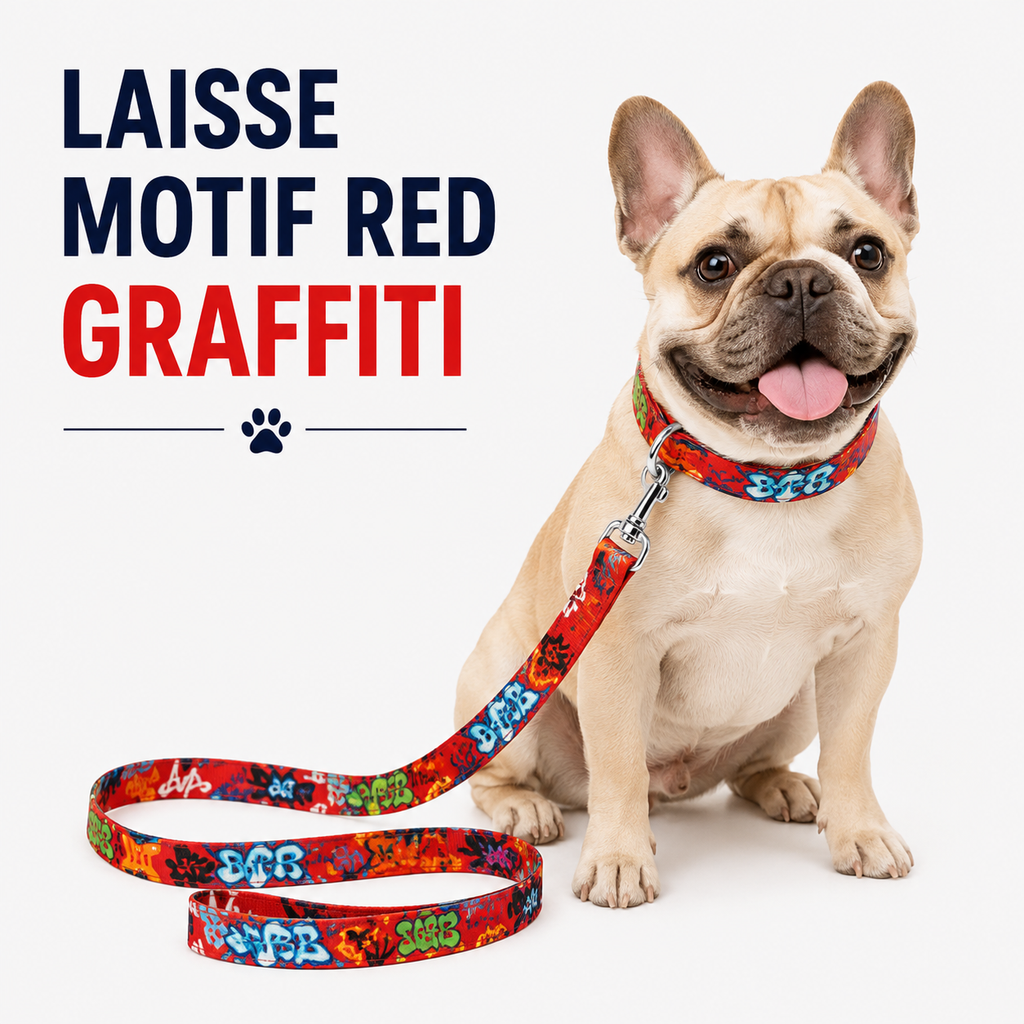 Laisse pour chien – Motif Red Graffiti | Mousquetons polonais