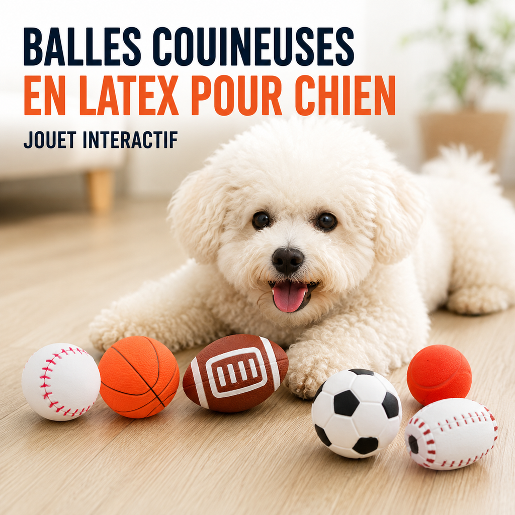 Balles couineuses en latex pour chien – Jouet interactif