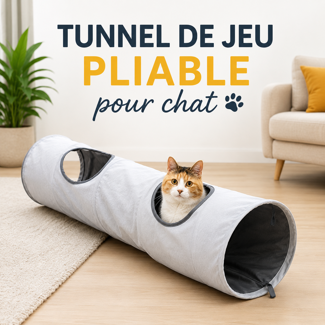 Tunnel de jeu pliable pour chat – Multi position & imperméable